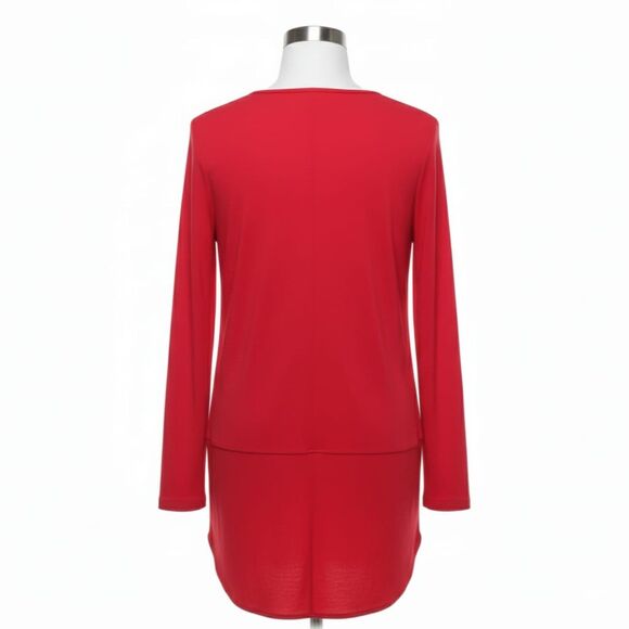 Lauren Ralph Lauren Modest Red Tunic Top  Long Sleeve Stretchy Knit Sz L - Picture 5 of 11